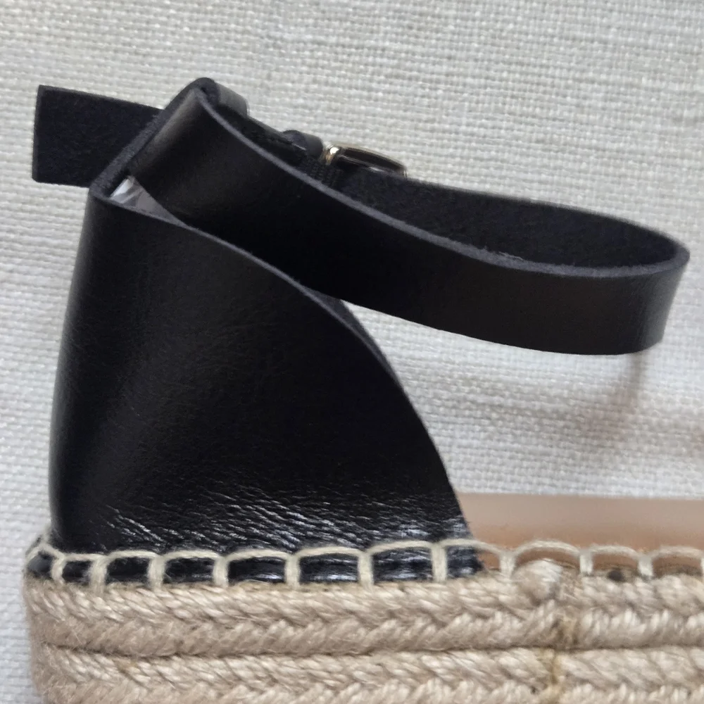 Old Navy Black Espadrille Ankle-Strap Flats Size 6